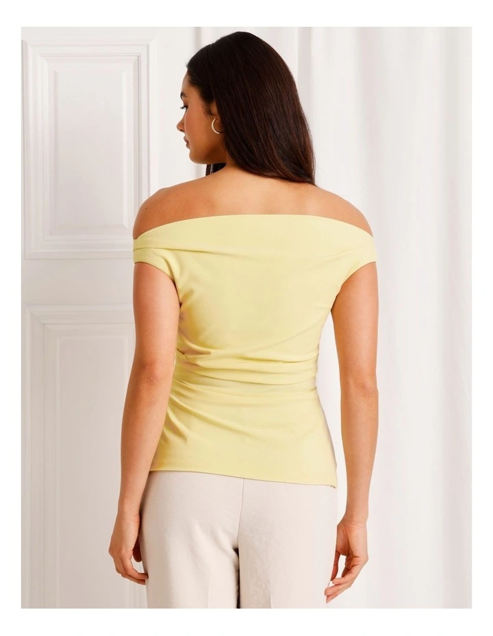 Off Shoulder Drape Woven Top in Light Yellow image 5