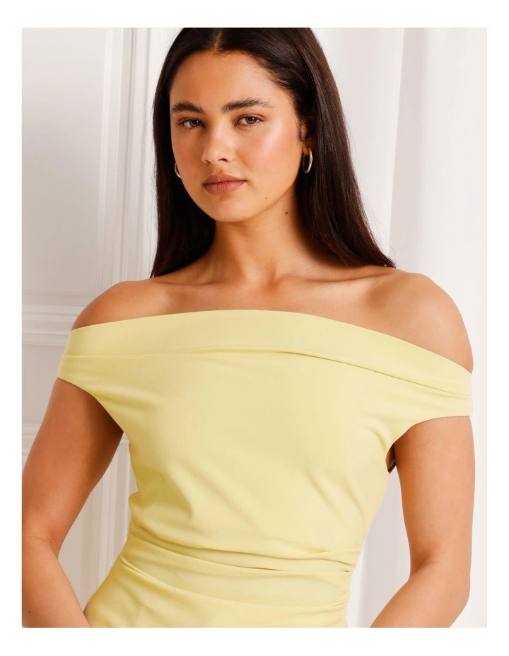 Off Shoulder Drape Woven Top in Light Yellow image 6