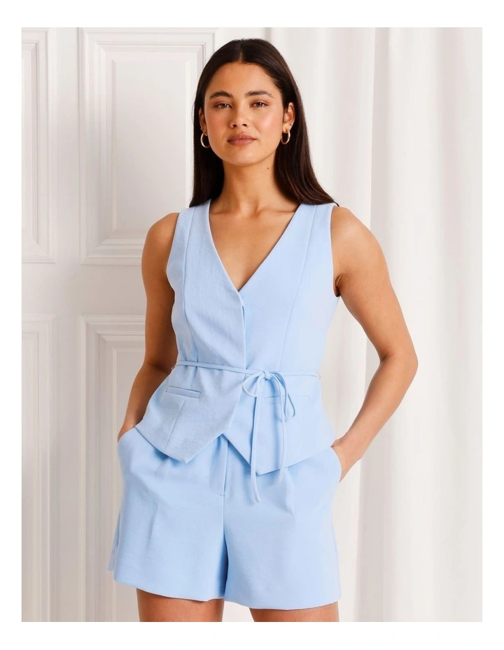 Tie Waist Vest in Sky Blue image 1