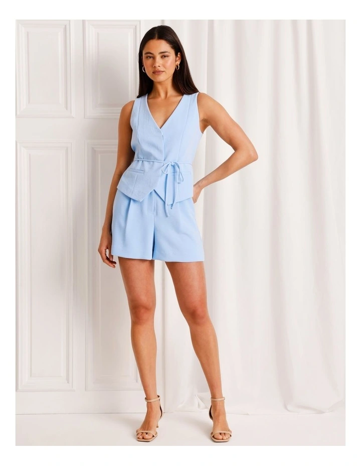 Tie Waist Vest in Sky Blue image 2