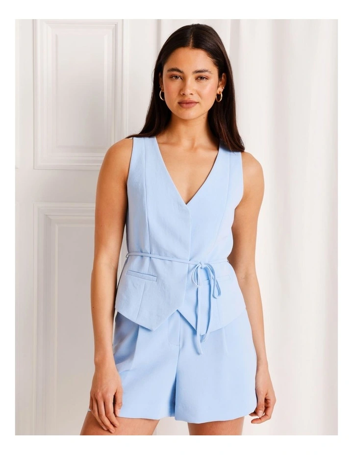 Tie Waist Vest in Sky Blue image 3
