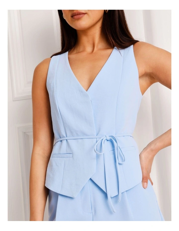 Tie Waist Vest in Sky Blue image 4