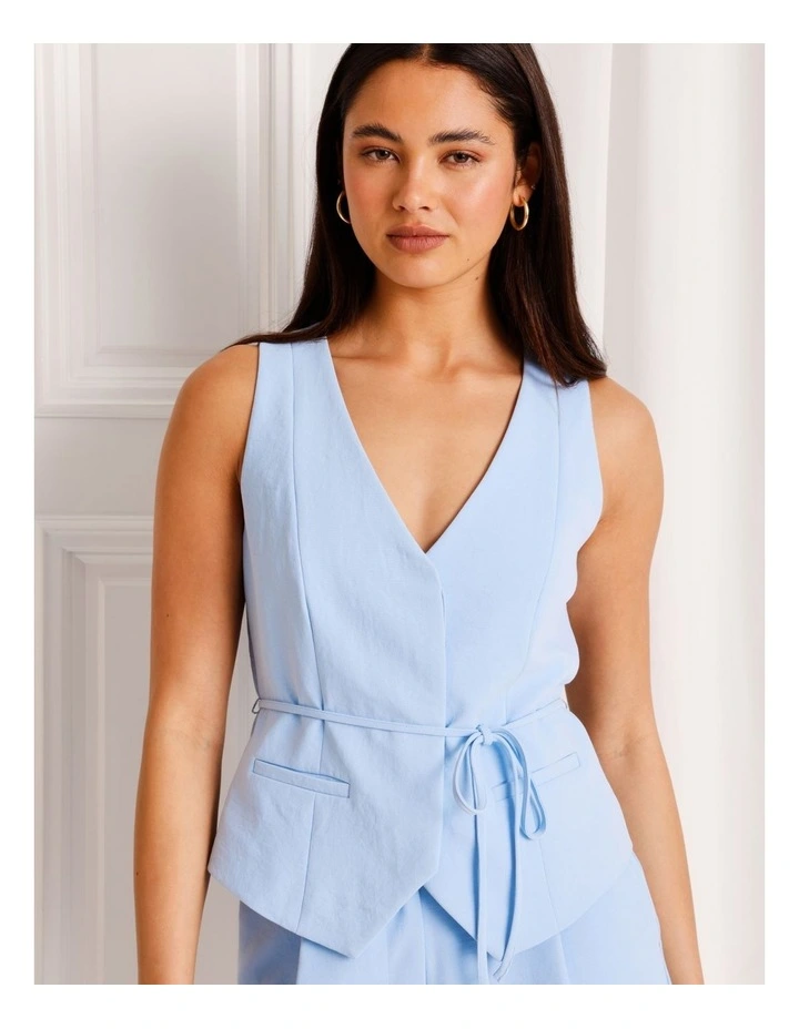 Tie Waist Vest in Sky Blue image 5