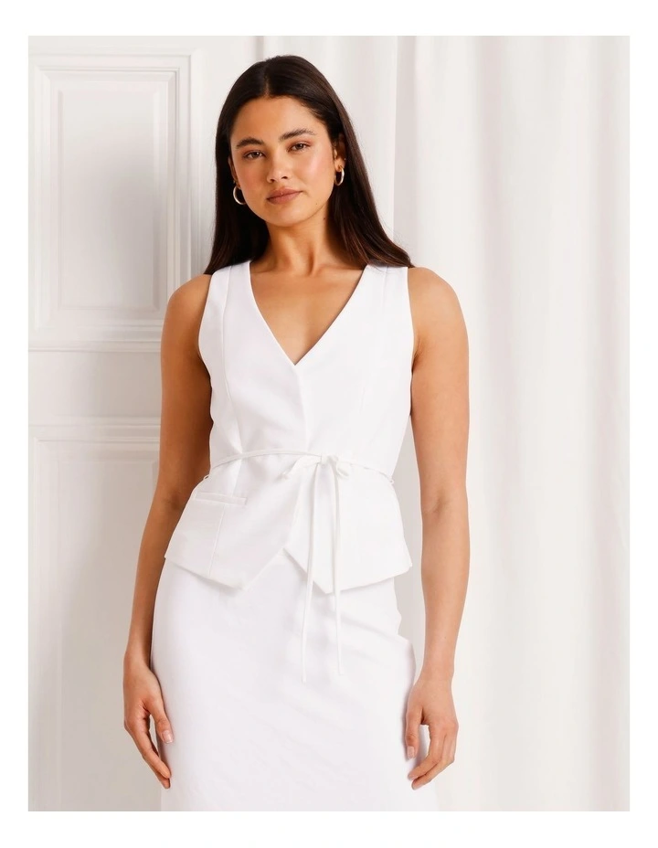 Tie Waist Vest in White image 1