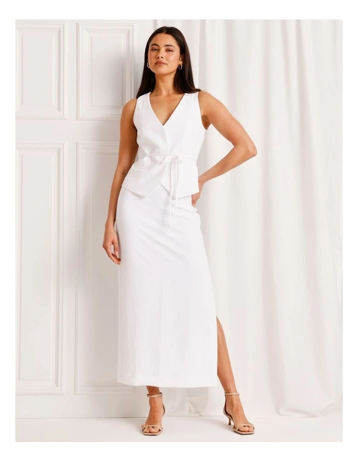 Tie Waist Vest in White image 2