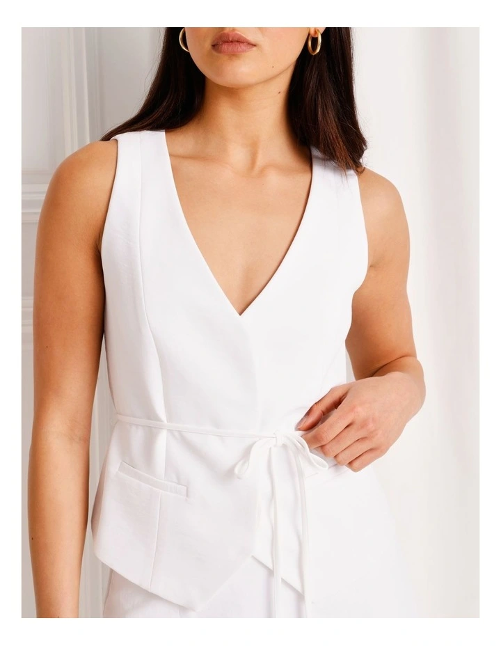 Tie Waist Vest in White image 3
