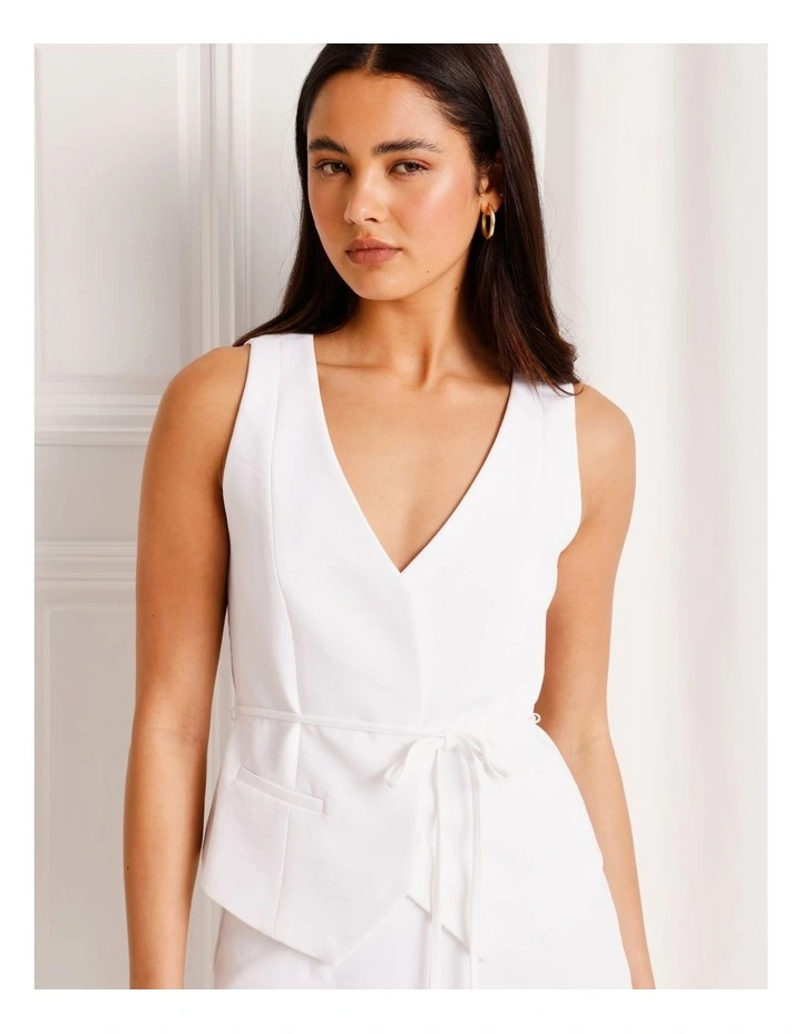 Tie Waist Vest in White image 4