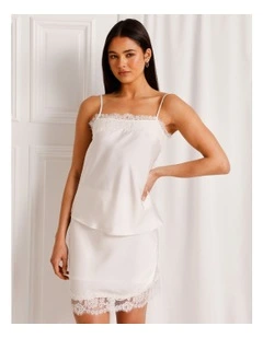 Satin Lace Trim Cami in Ivory