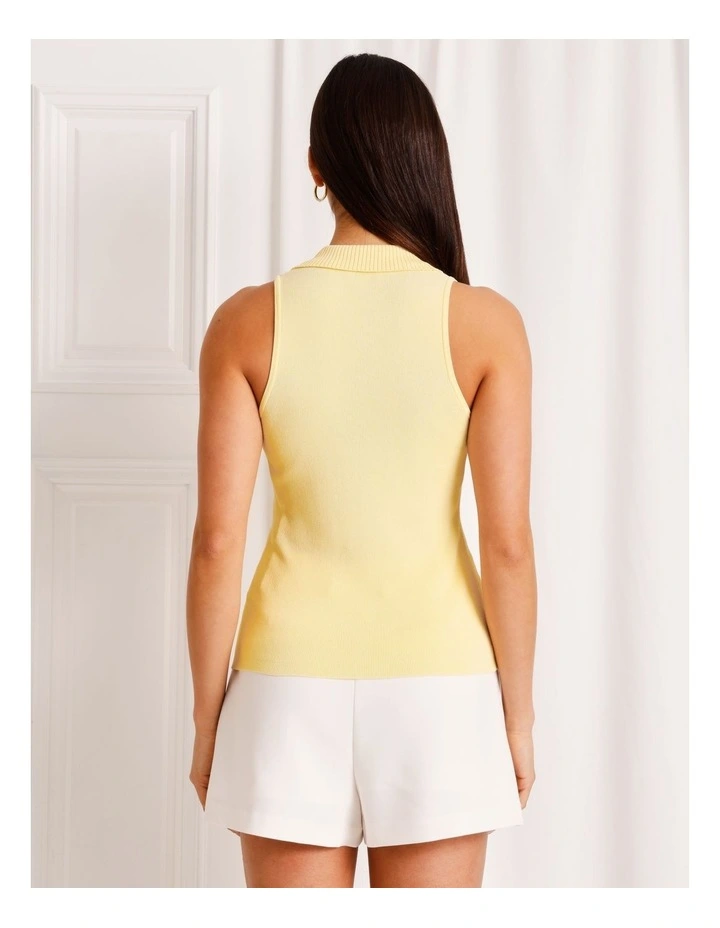 Sleeveless Knit Polo in Light Yellow image 6