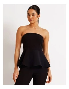 Peplum Strapless Top in Black