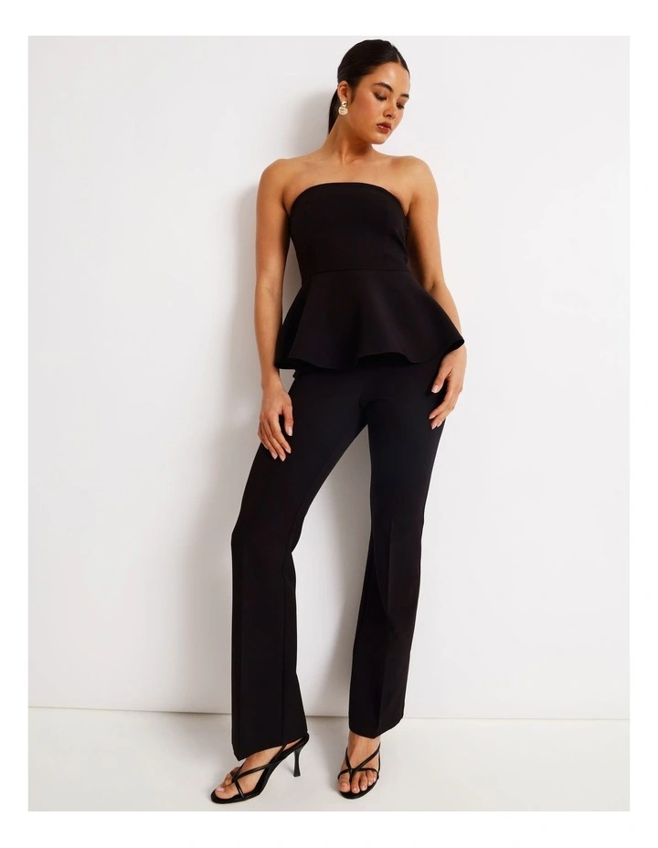 Peplum Strapless Top in Black image 2