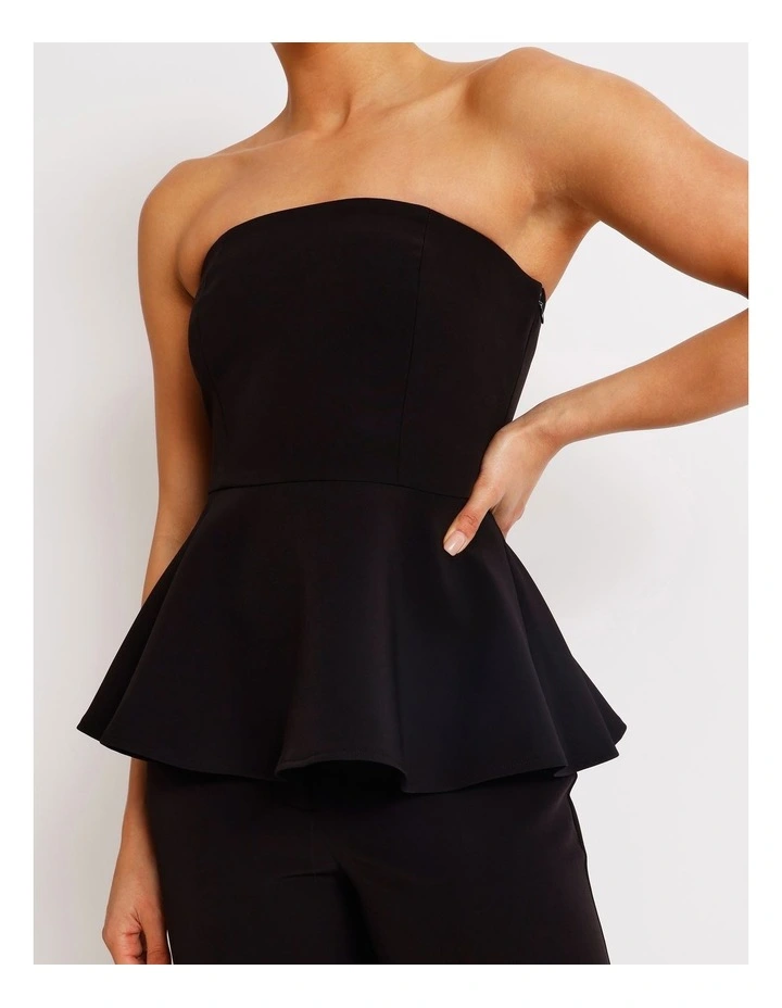 Peplum Strapless Top in Black image 4
