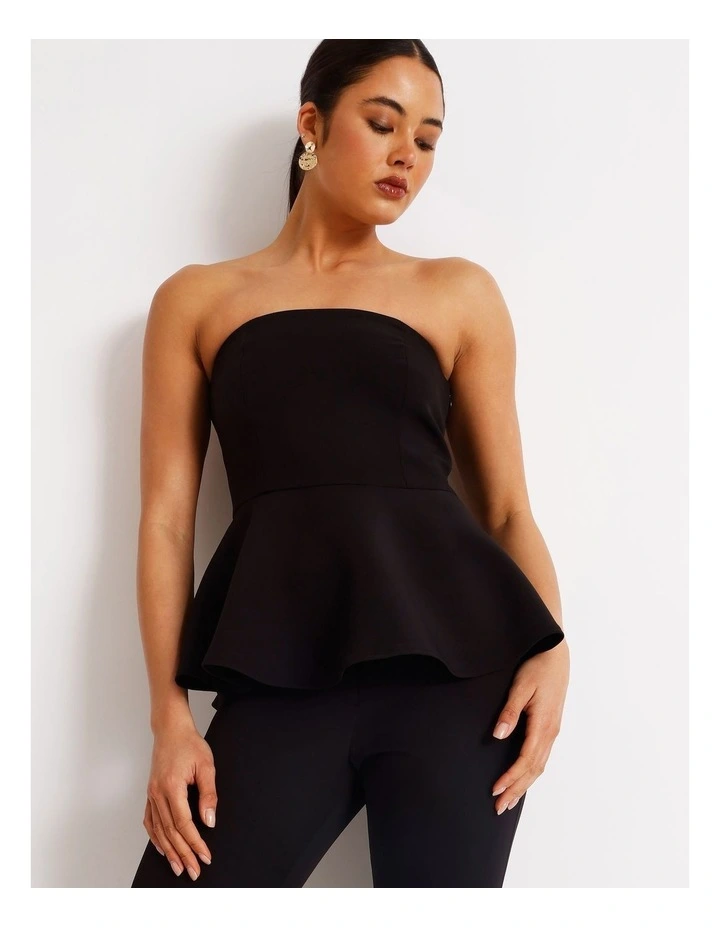 Peplum Strapless Top in Black image 5