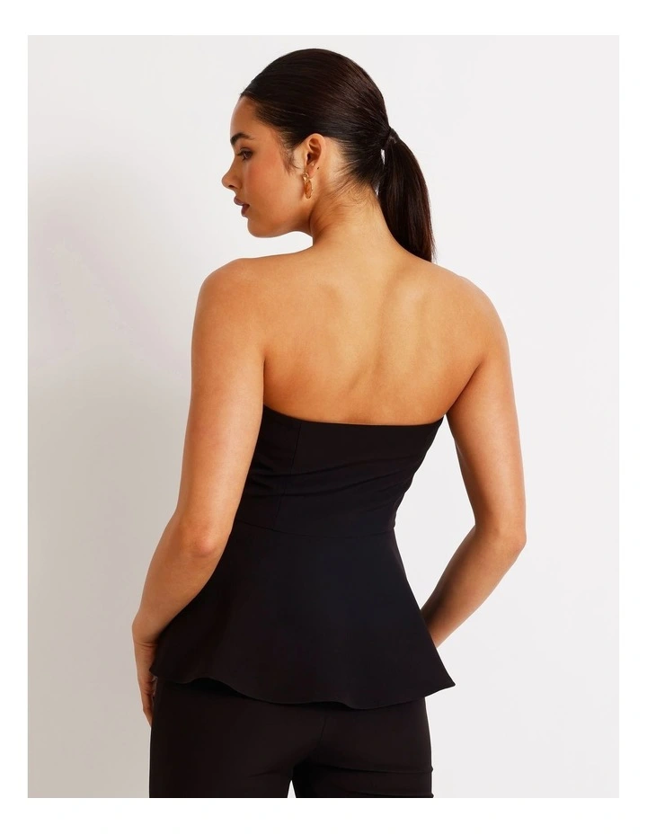 Peplum Strapless Top in Black image 6