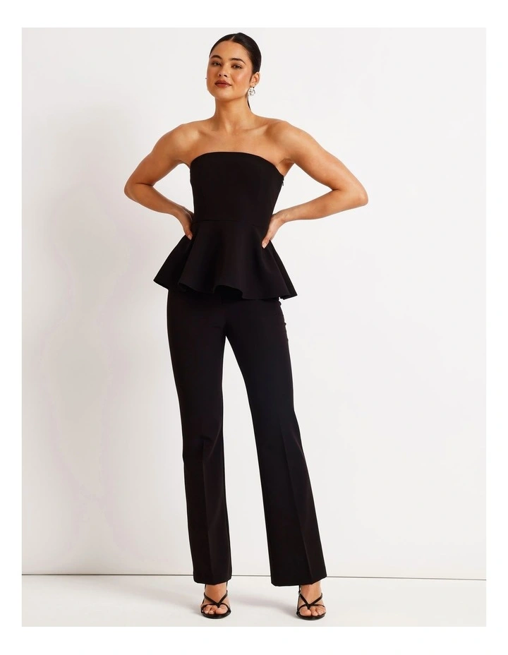 Peplum Strapless Top in Black image 7