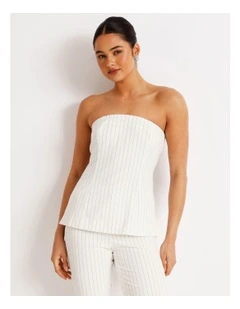 Pinstripe Strapless Top in Black/White