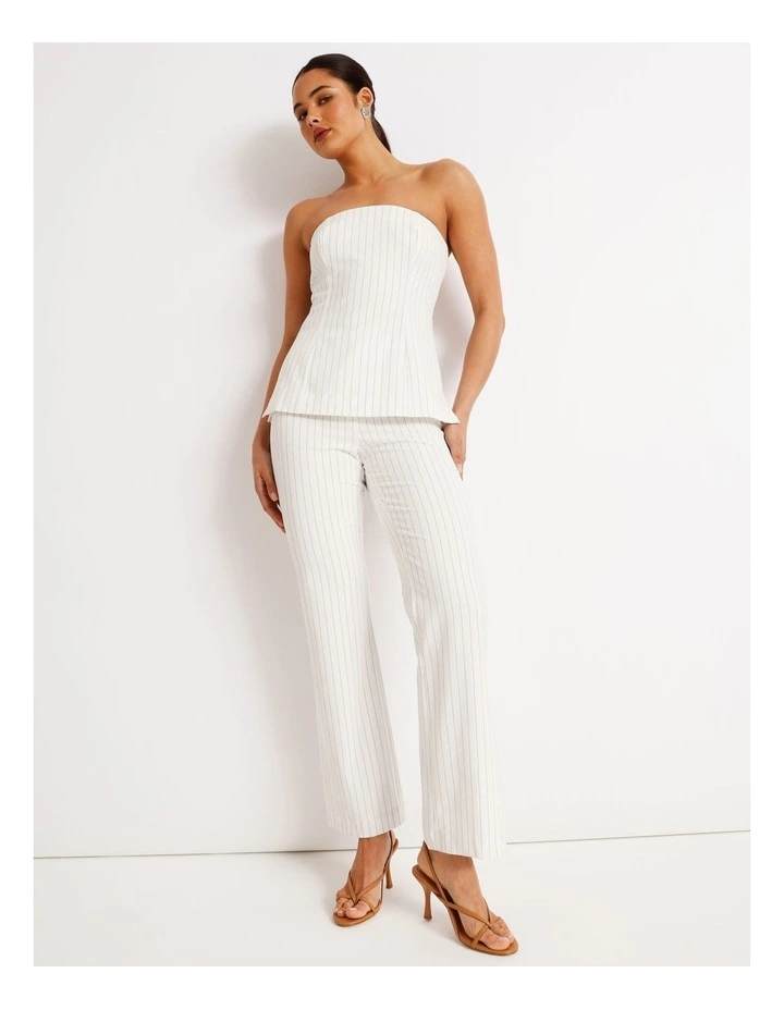 Pinstripe Strapless Top in Black/White image 2