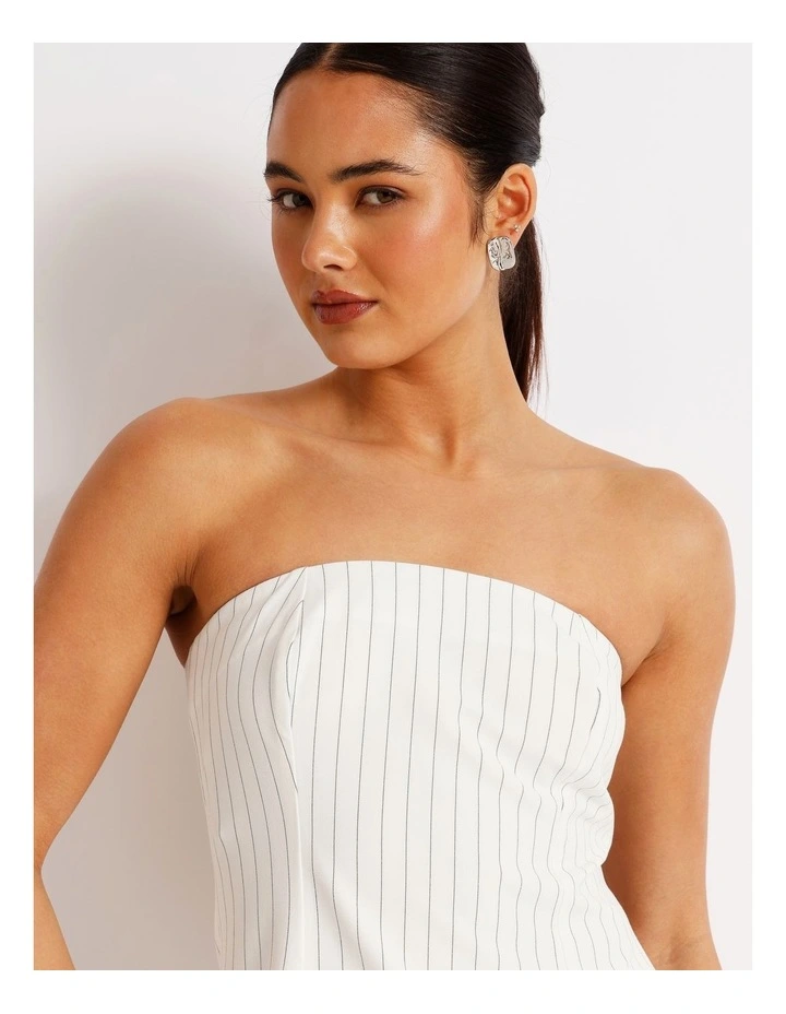 Pinstripe Strapless Top in Black/White image 4