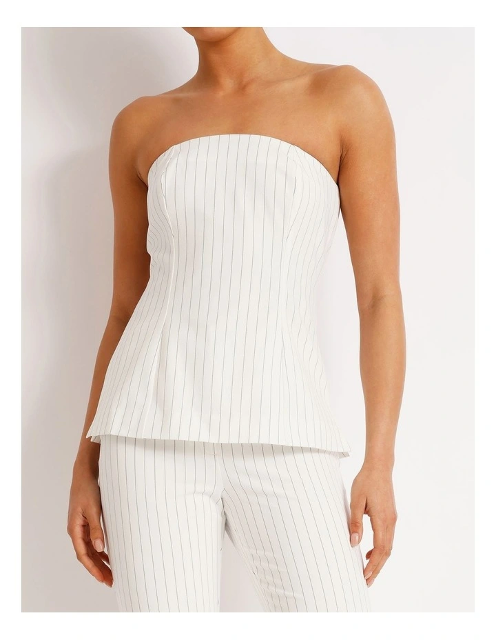 Pinstripe Strapless Top in Black/White image 5