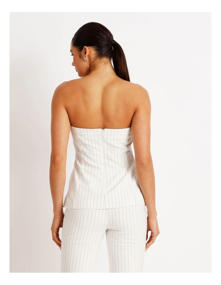Pinstripe Strapless Top in Black/White image 6