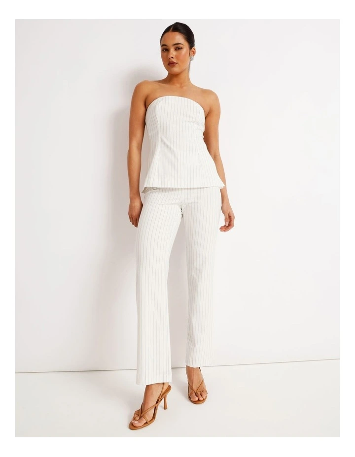 Pinstripe Strapless Top in Black/White image 7