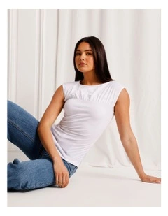 Gather Detail Tank in White