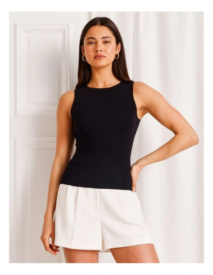 Knit Tank Top in Black image 1