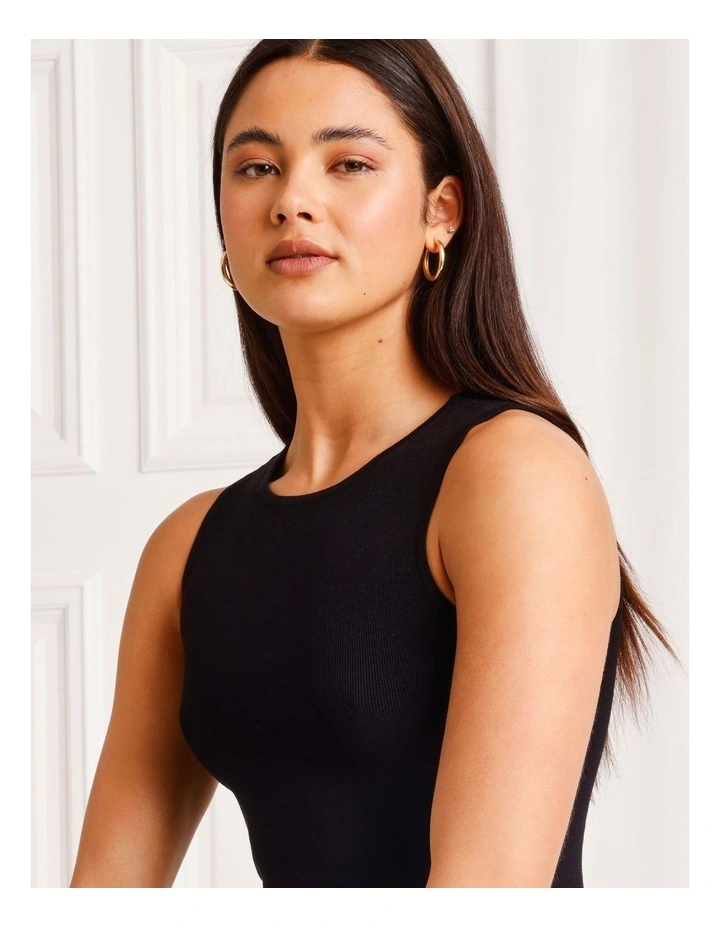 Knit Tank Top in Black image 3
