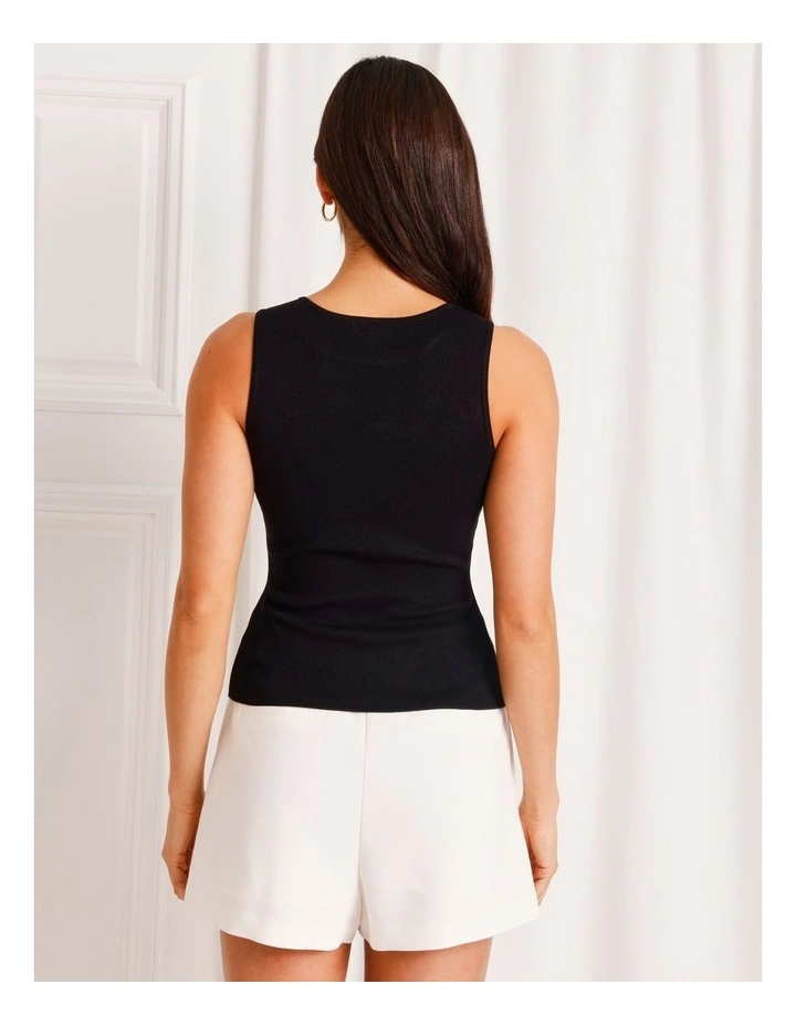 Knit Tank Top in Black image 5