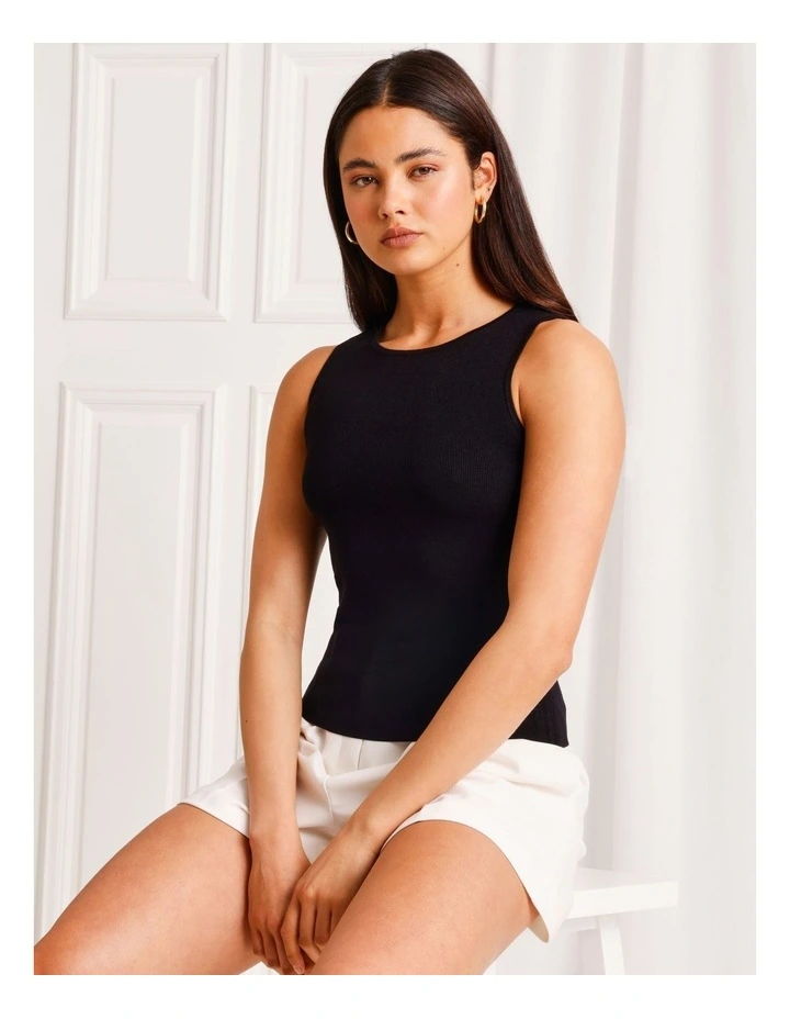 Knit Tank Top in Black image 6