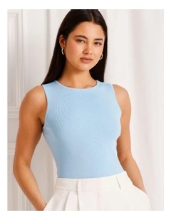 Knit Tank Top in Sky Blue