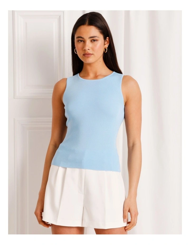 Knit Tank Top in Sky Blue image 4