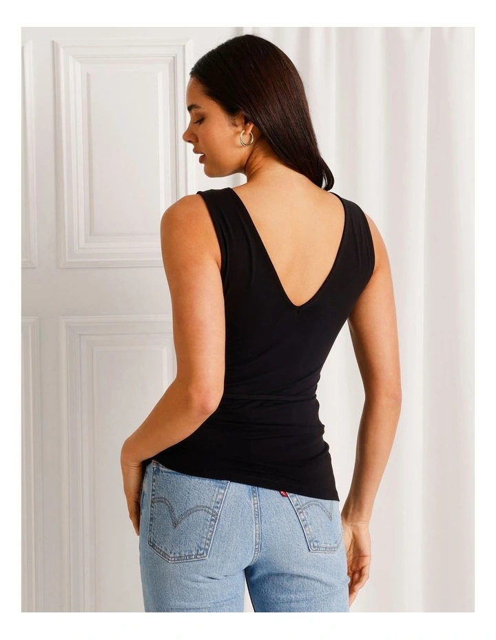 Jersey Reversible Tie Waist Tank in Black image 5