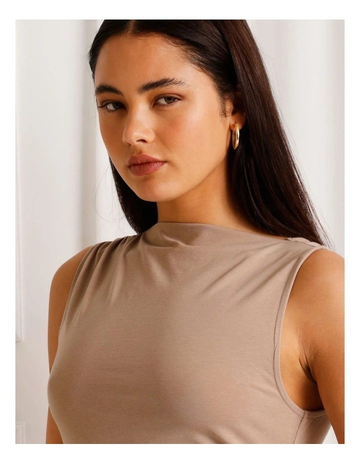 Jersey Reversable Tie Waist Tank in Taupe image 7