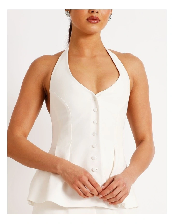 Halter Neck Vest in Ivory image 3