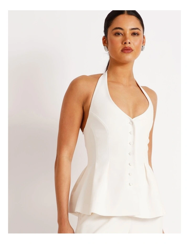 Halter Neck Vest in Ivory image 4