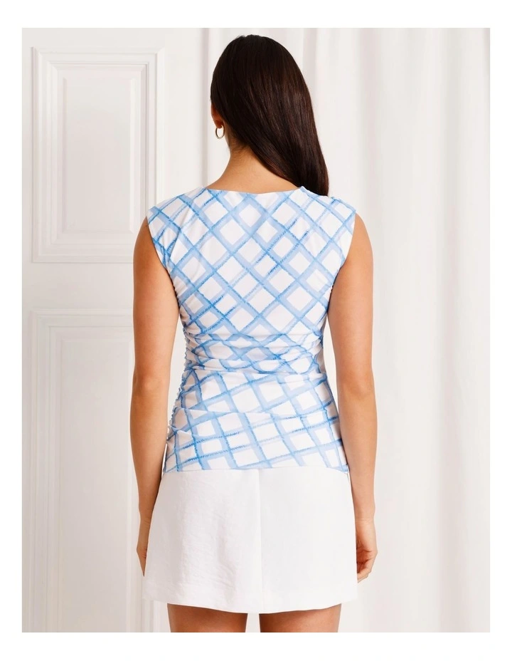 Draped Mesh Sleeveless Top in Blue image 5