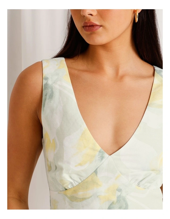 Linen Blend Tie Back Top in Mint image 4
