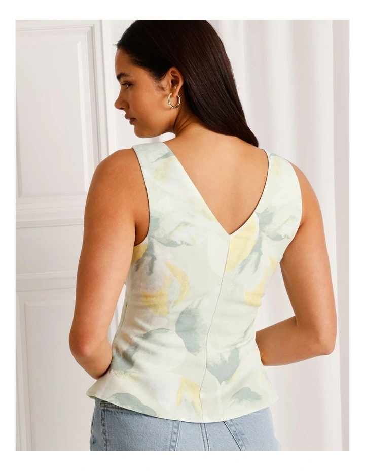 Linen Blend Tie Back Top in Mint image 6