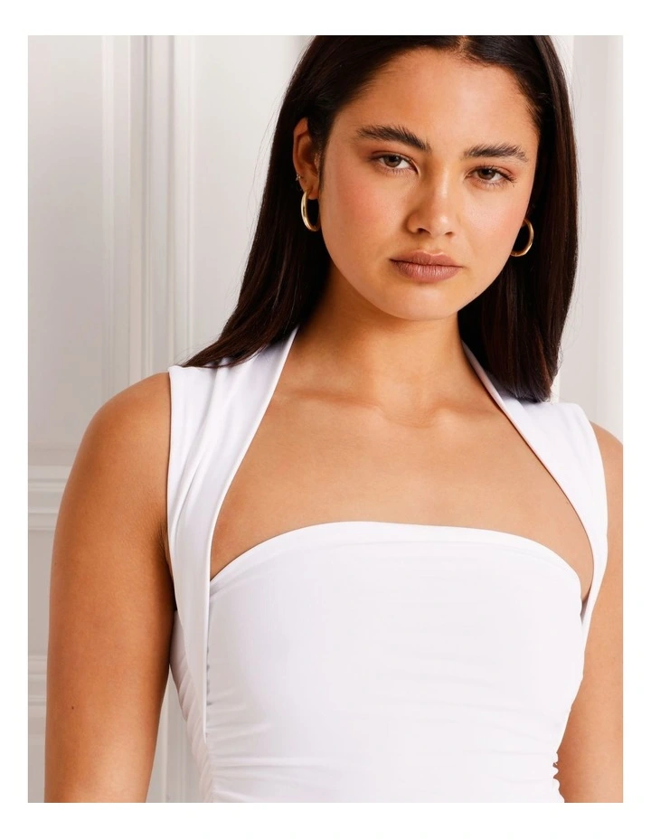 Ruched Square Neck Tank in White image 5