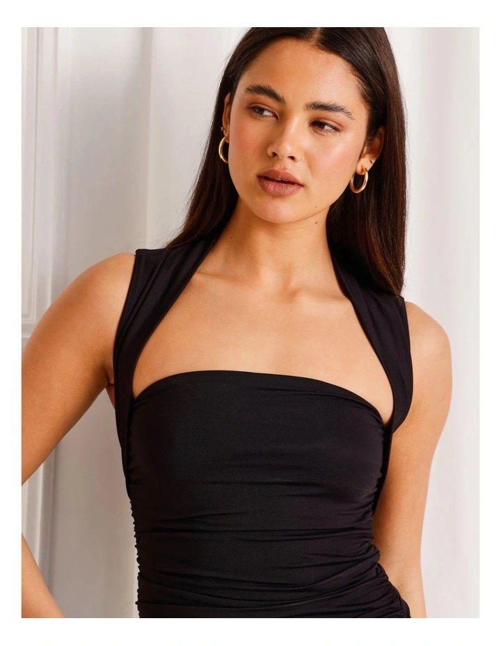 Ruched Square Neck Tank in Black image 2