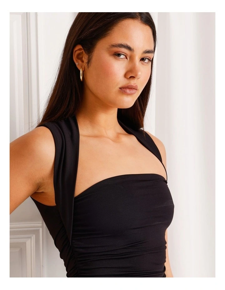Ruched Square Neck Tank in Black image 5