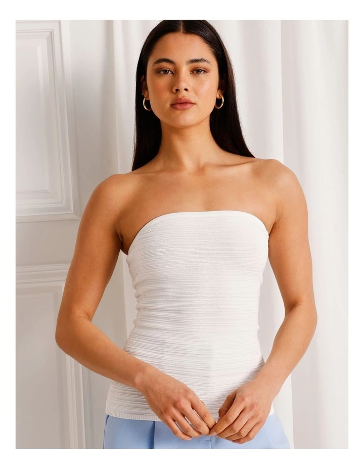 Knit Tube Top in Ivory image 3