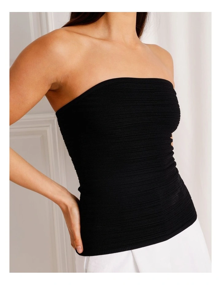 Knit Tube Top in Black image 3