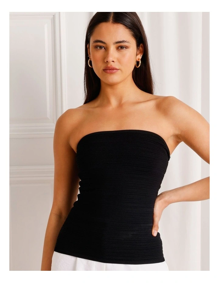 Knit Tube Top in Black image 4