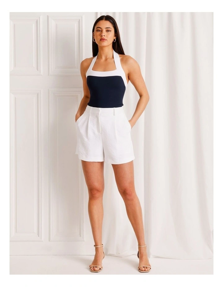 Halter Neck Knit Top in Navy image 3