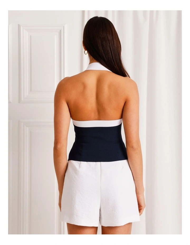Halter Neck Knit Top in Navy image 6