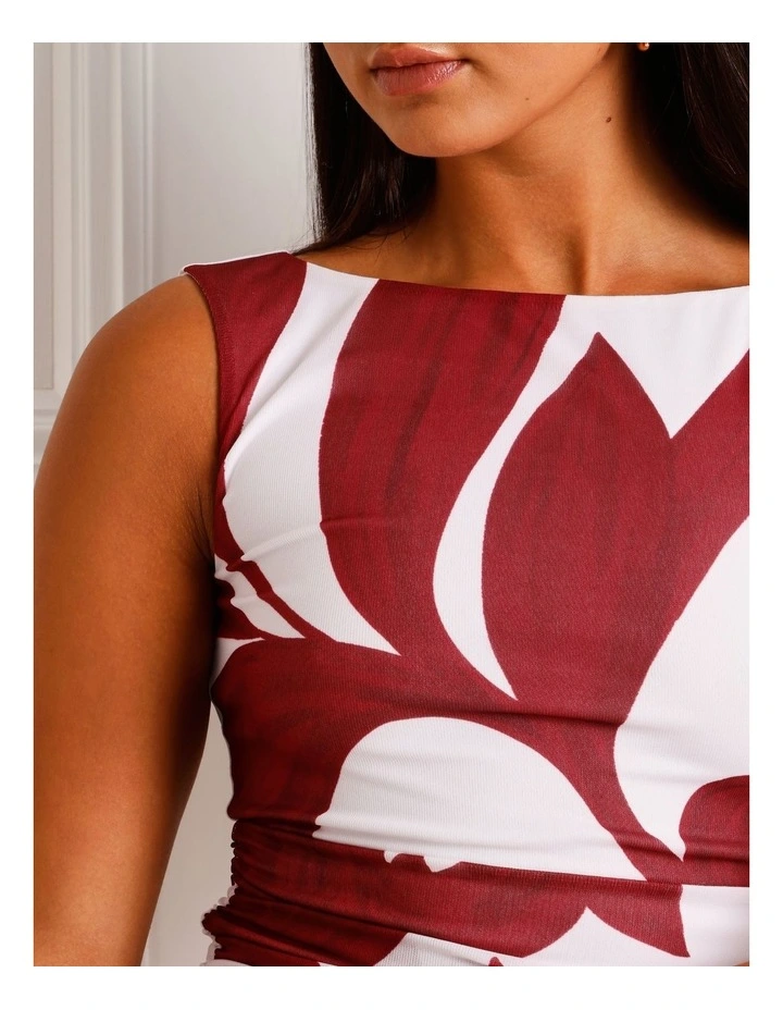Mesh Ruched Tank in Red image 4