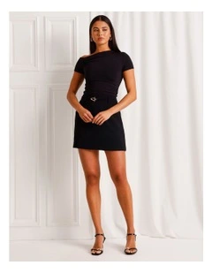 Asymmetric Off Shoulder Tee in Black