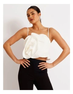 Structured Ruffle Top in Ivory